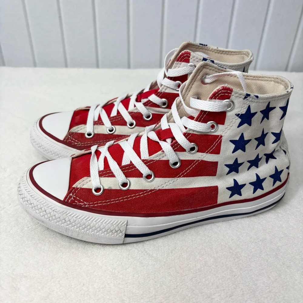 Converse Chuck‎ Taylor Kid  Size 4 American Flag High Top Sneake Streetwear